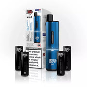 IVG 2400 AIR 4-in-1 starter kit disposable vape in Blue, featuring four interchangeable 2ml pods, up to 2400 puffs, compact ergonomic design, and easy draw-activation for a convenient all-in-one vaping experience.
